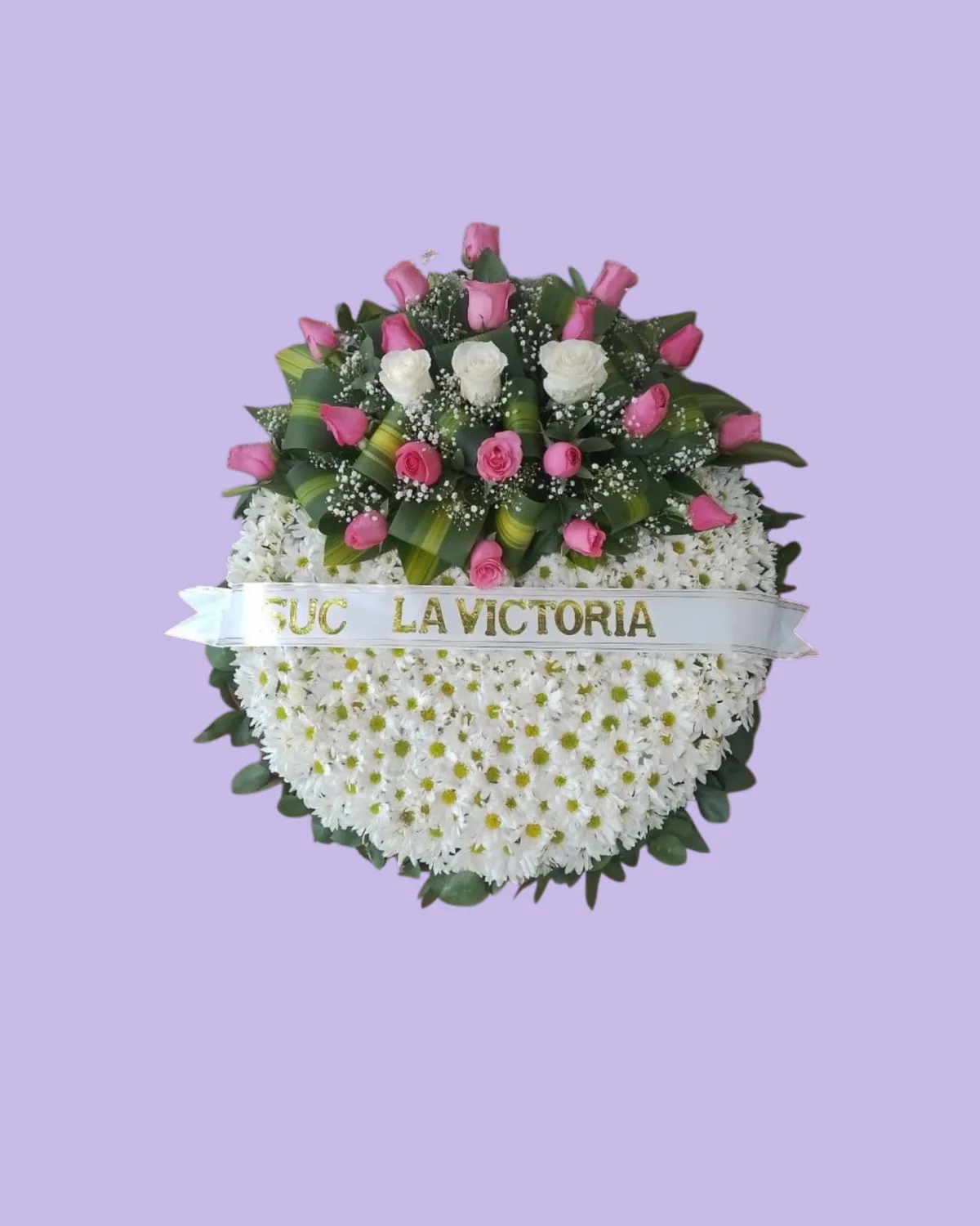 Corona Fúnebre en Rosas y Margaritas